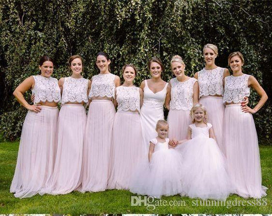 Two Piece Bridesmaid Gowns,Crop Top Bridesmaid Dresses-Dolly Gown