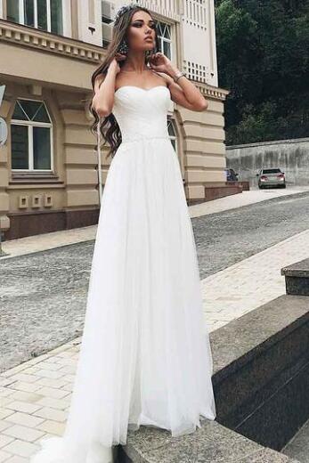 Shop Tulle Elegant Floor Length Strapless Wedding Dress,Country Rustic Wedding Dress,GDC1337-Dolly Gown