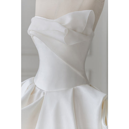 Unique Duchess Satin Strapless Ball Gown Wedding Dress Ball Gowns for Wedding #21011204