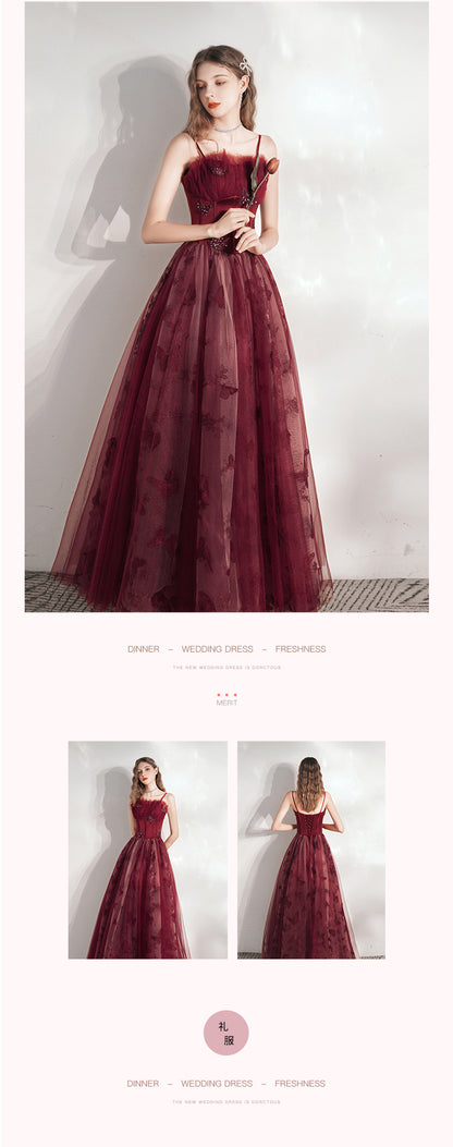 Unique Long Maroon Prom Dress - DollyGown