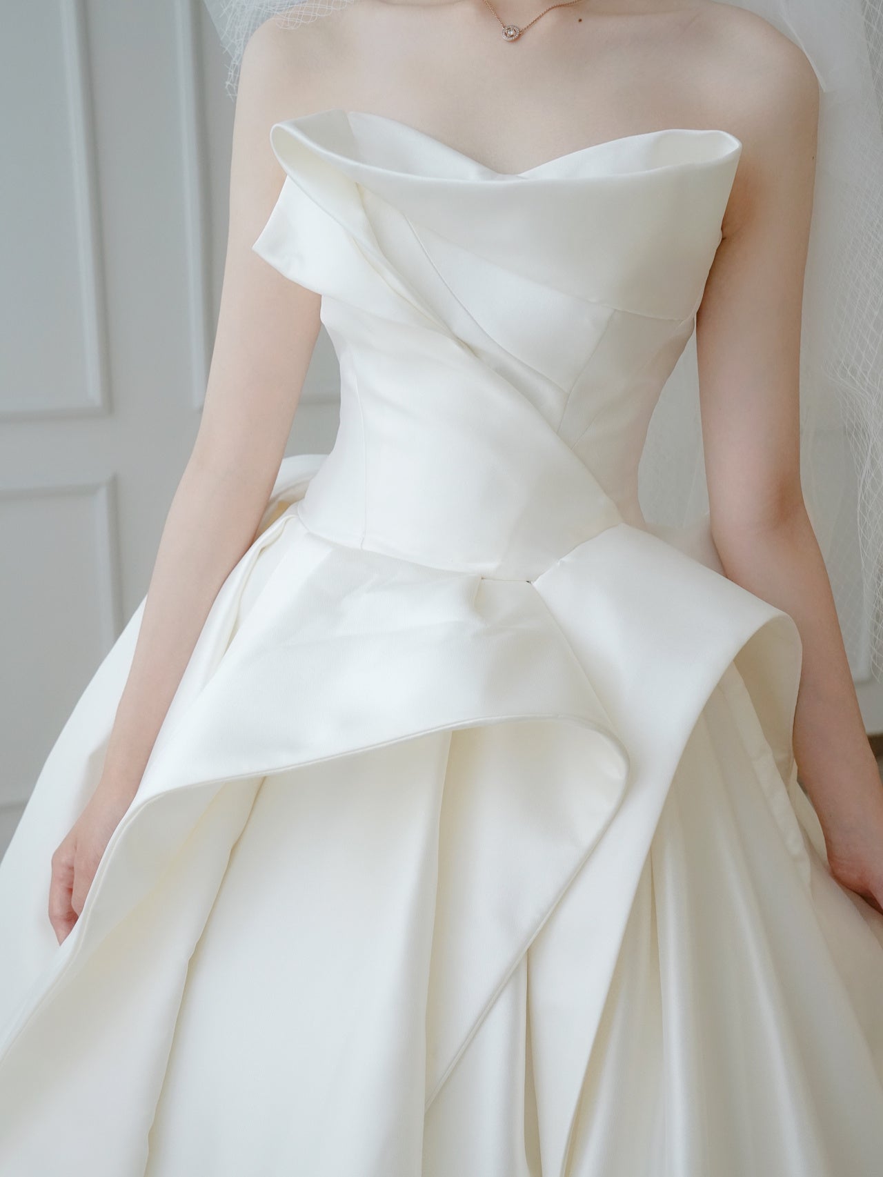Strapless Princess Silk Ball Gown Wedding Dress - DollyGown