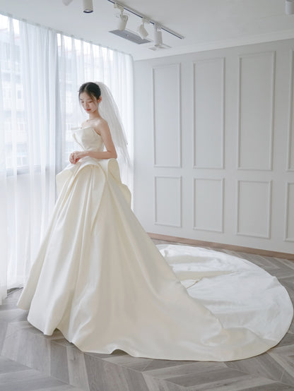Strapless Princess Silk Ball Gown Wedding Dress - DollyGown