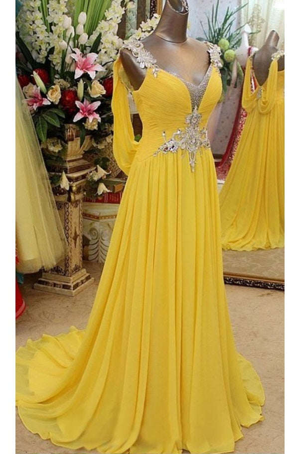Unique Yellow 8th Grade Formal Dance Dress - DollyGown