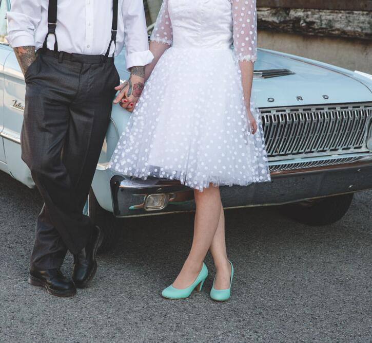 Vintage Country Style Short Polka Dot Wedding Dress with Sleeves,20111552