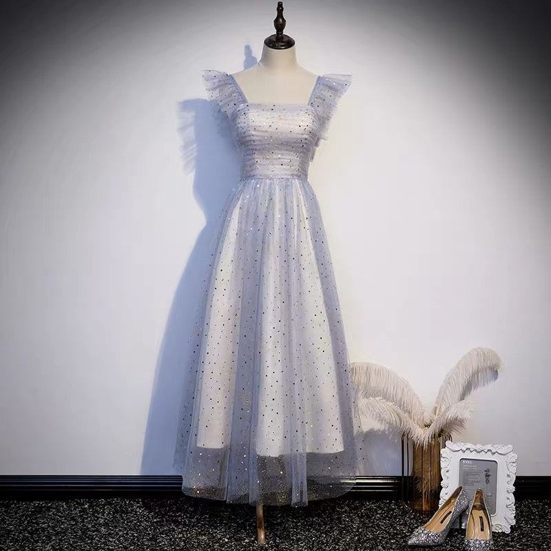 Vintage Inspired Tulle Tea Length Prom Dress - DollyGown