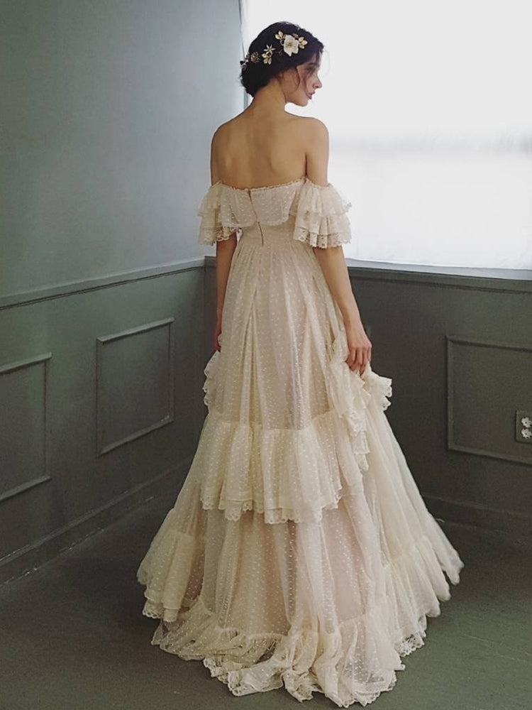 Robe de mariée bohème vintage à pois - Main Image