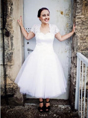 Cheap Vintage Style Tea Length Wedding Dress for Older Brides,20111762-Dolly Gown