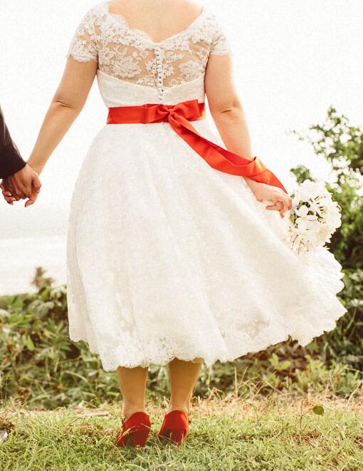 vintage tea dress Vintage Tea Length Lace Princess 1950s Retro Style Country Wedding Dress