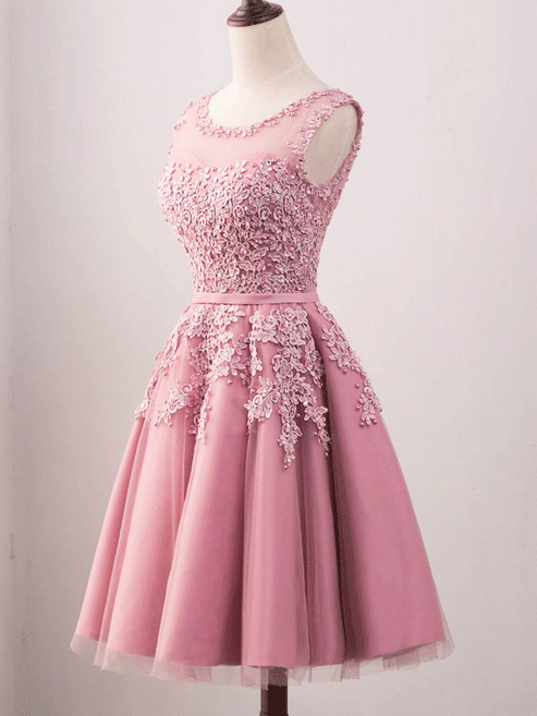 modest pink lace dress June Sweetheart Pink Lace Modest Bridesmaid