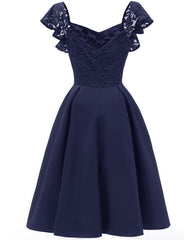 Vintage Short Blue Prom Dress for Teens with Ruffle Straps,Party Dress for Prom,1626N