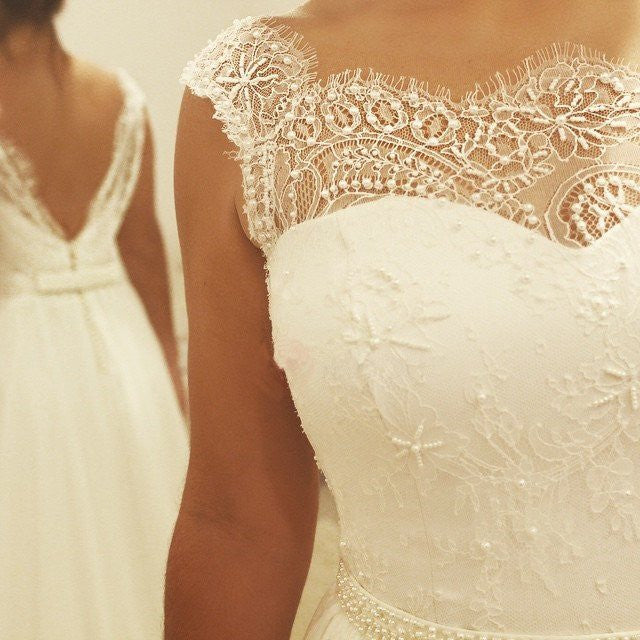 Rustic Wedding Dresses Lace Top Wedding Dress Simple Wedding Dresses,WD002-Dolly Gown