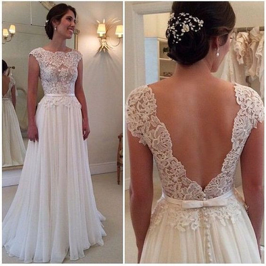 Lace Wedding Dress,Lace Top Wedding Dress,Cap Sleeves Wedding Dress,Robe De Mariee,WD007-Dolly Gown