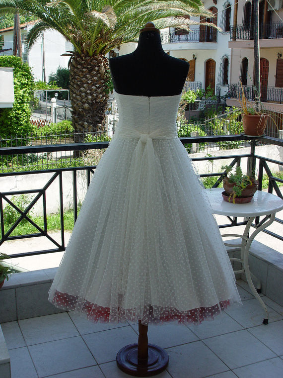 Pin Up Wedding Dress, Polka Dot Wedding Dress, Short Wedding Dress,Retro Wedding Dress,WS039-Dolly Gown