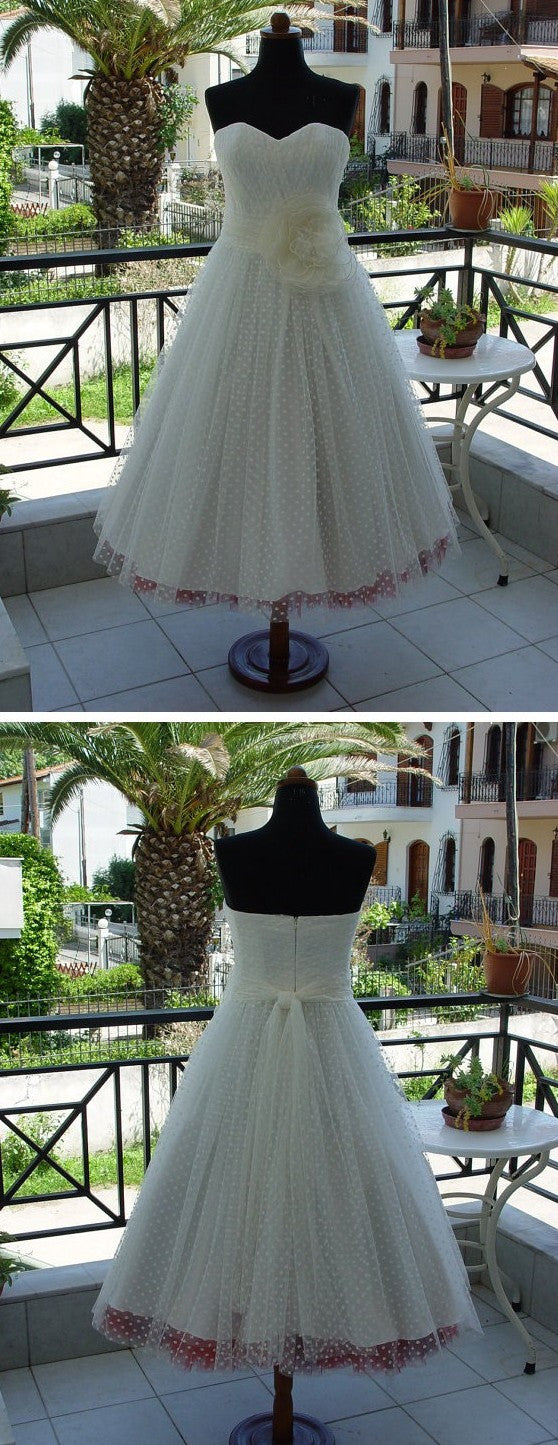 Pin Up Wedding Dress, Polka Dot Wedding Dress, Short Wedding Dress,Retro Wedding Dress,WS039-Dolly Gown