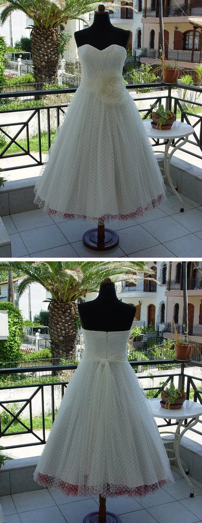 Pin Up Wedding Dress, Polka Dot Wedding Dress, Short Wedding Dress,Retro Wedding Dress,WS039-Dolly Gown