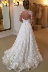 Modest Long Sleeve Wedding Dress Lace Wedding Dress with Sleeves WS065-Dolly Gown