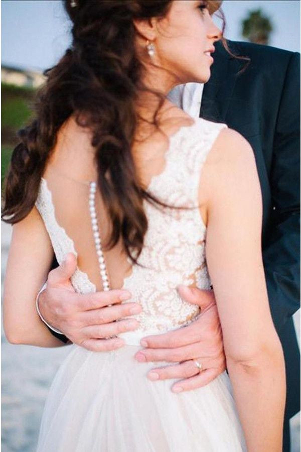 Beach Wedding Dress,Summer Wedding Dress,Flowy Wedding Dress,Lace Top Wedding Dress,WS076-Dolly Gown
