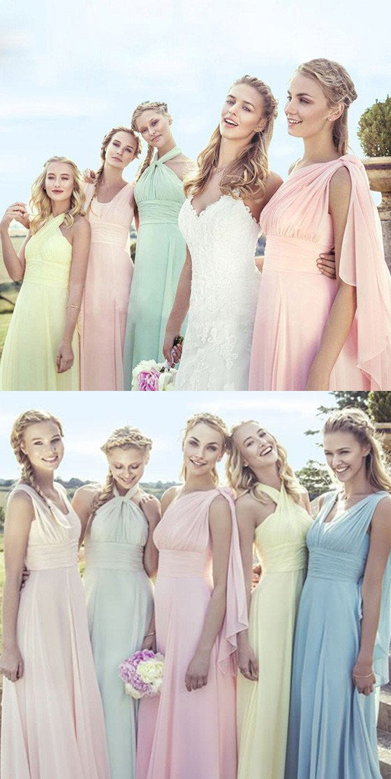 Pastel Different Chiffon Infinite Beach Bridesmaid Dresses Pastel Different Chiffon Infinite Beach Bridesmaid Dresses