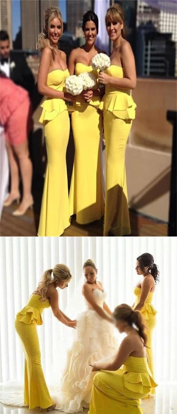 Yellow Bridesmaid Dresses Mermaid Bridesmaid Dresses Long Bridesmaid Dresses Simple Bridesmaid Dresses,Fs032