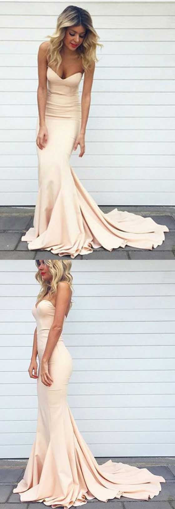 Simple Beige Bridesmaid Dresses Neutral Bridesmaid Dresses Beige Tight Mermaid Prom Dress Fs035